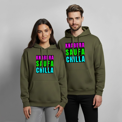 Knabbra Saufa Chilla – Oversized Unisex Hoodie - Khaki