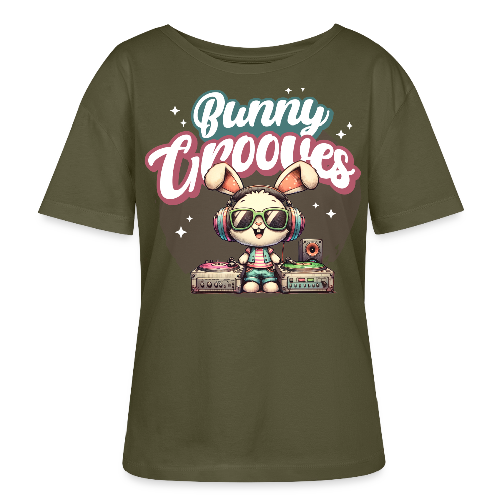 Bunny Grooves Design – Rundhals Frauen Bio-T-Shirt - Khaki