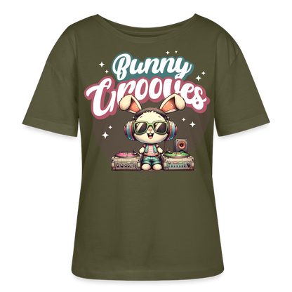 Bunny Grooves Design – Rundhals Frauen Bio-T-Shirt - Khaki