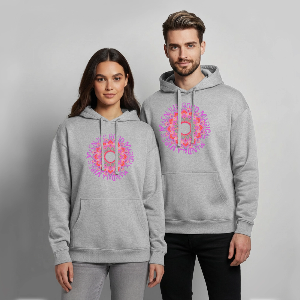 Mandala Pink Design – Oversized Unisex Hoodie - Grau meliert