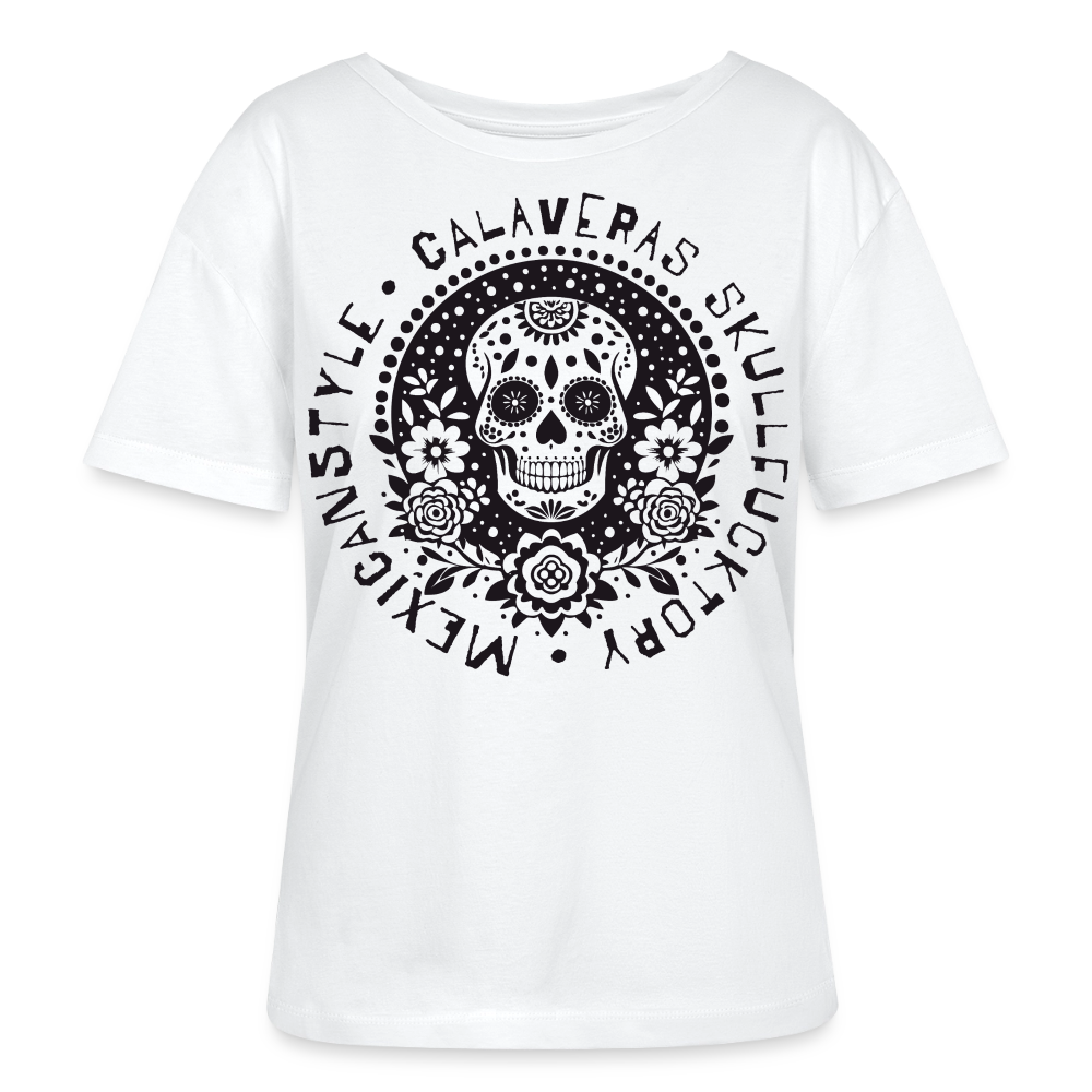 Sugar Skull Black Design - Rundhals Frauen Bio-T-Shirt - Weiß