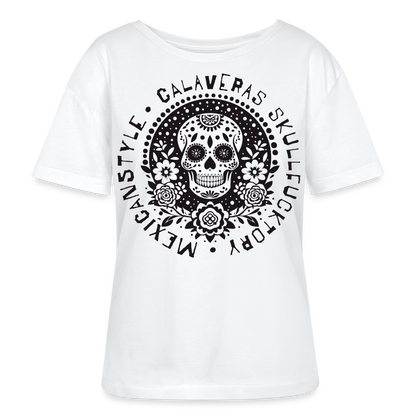 Sugar Skull Black Design - Rundhals Frauen Bio-T-Shirt - Weiß