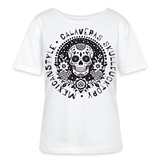 Sugar Skull Black Design - Rundhals Frauen Bio-T-Shirt - Weiß