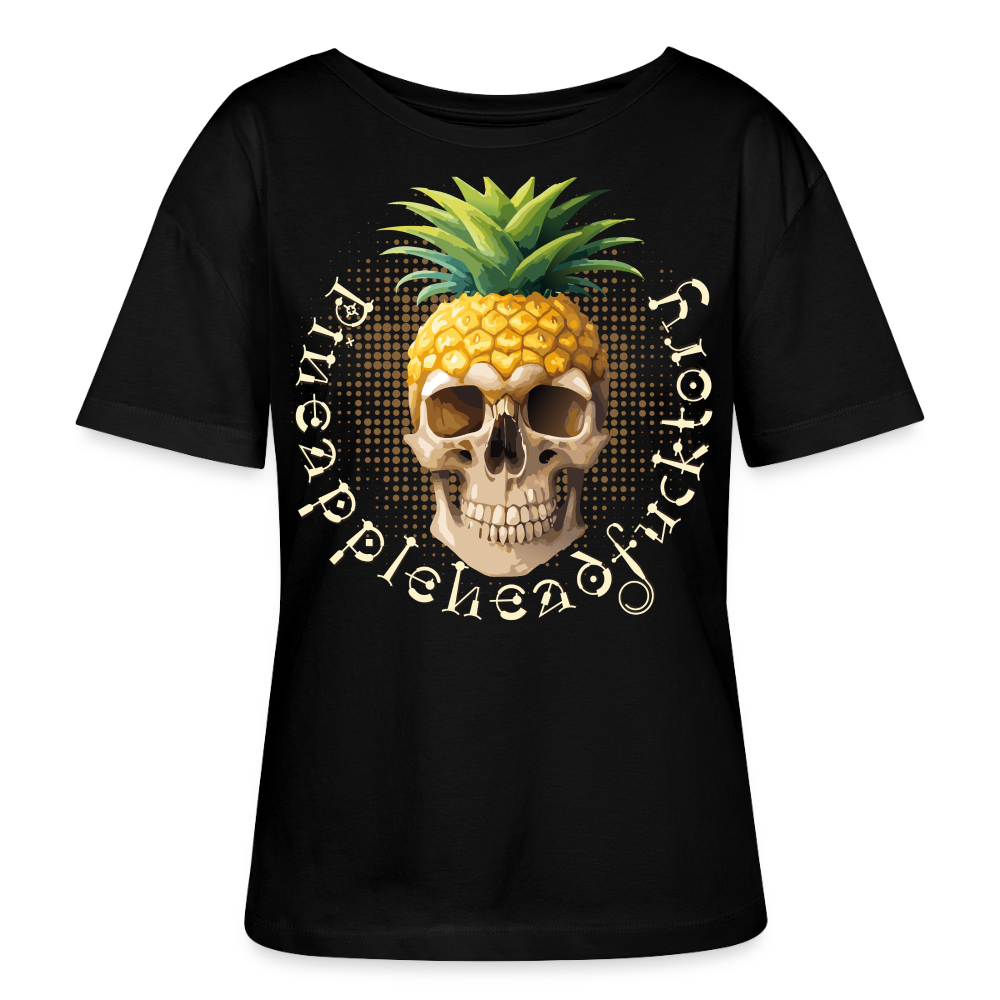 Pineapple Skull Design - Rundhals Frauen Bio-T-Shirt - Schwarz