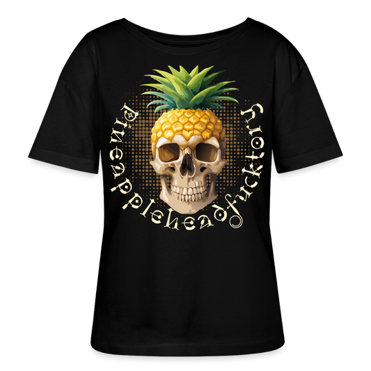 Pineapple Skull Design - Rundhals Frauen Bio-T-Shirt - Schwarz