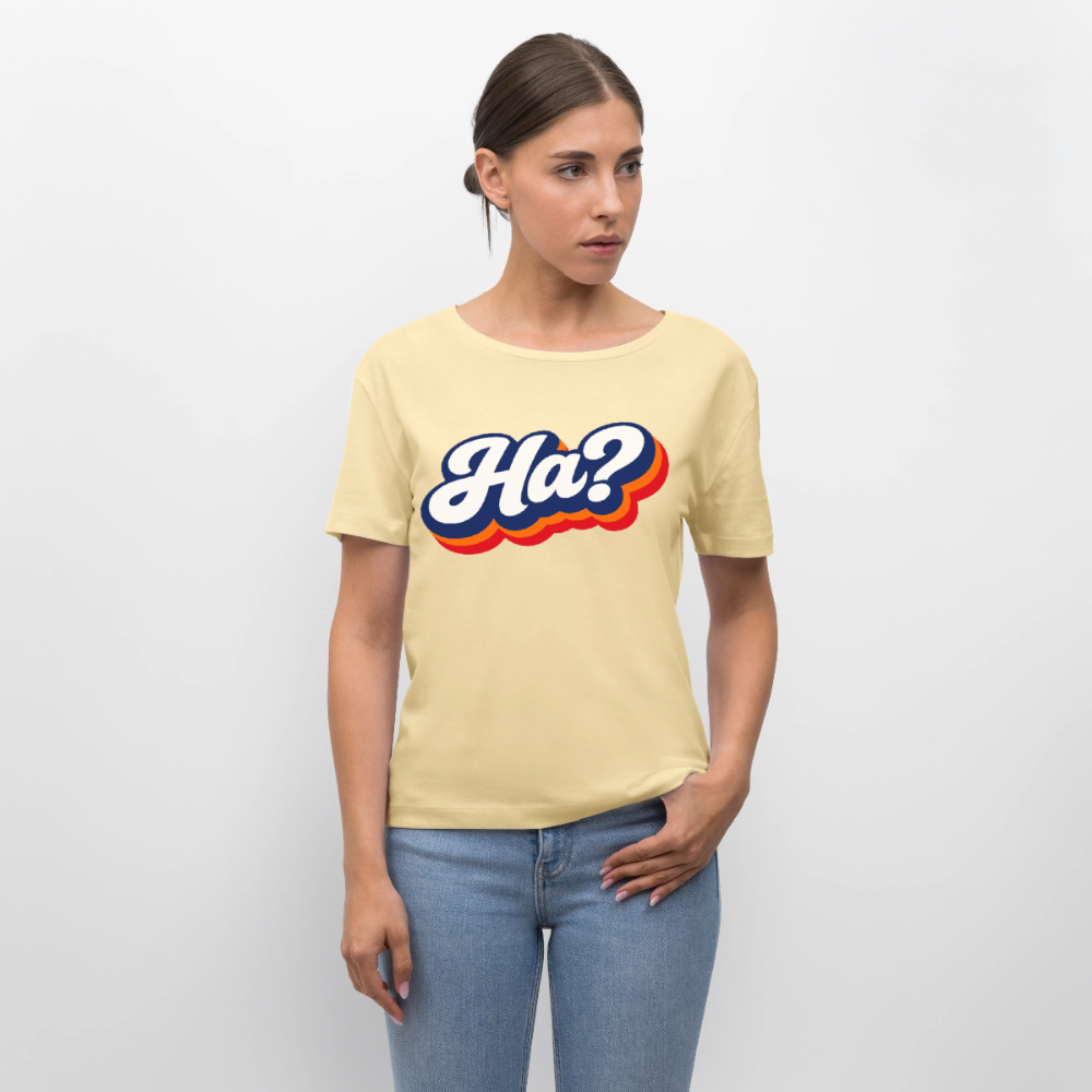 Ha? Design – Rundhals Frauen Bio-T-Shirt - Creme