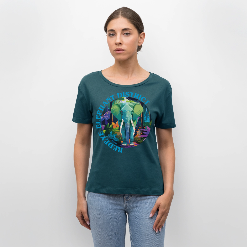 Elephant Design – Rundhals Frauen Bio-T-Shirt - Dunkles Petrol
