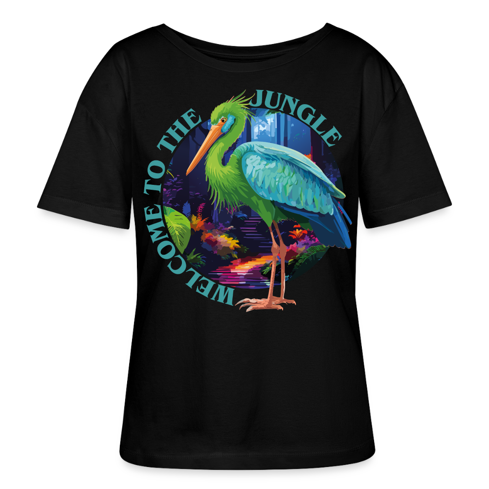 Jungle Design – Rundhals Frauen Bio-T-Shirt - Schwarz
