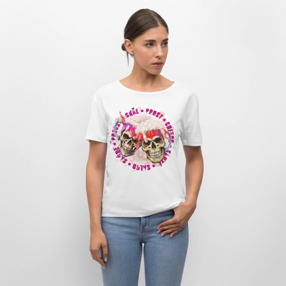 Party Skull Design Pink – Rundhals Frauen Bio-T-Shirt - Weiß