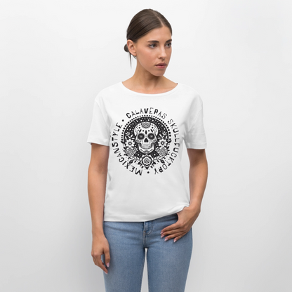 Sugar Skull Black Design - Rundhals Frauen Bio-T-Shirt - Weiß