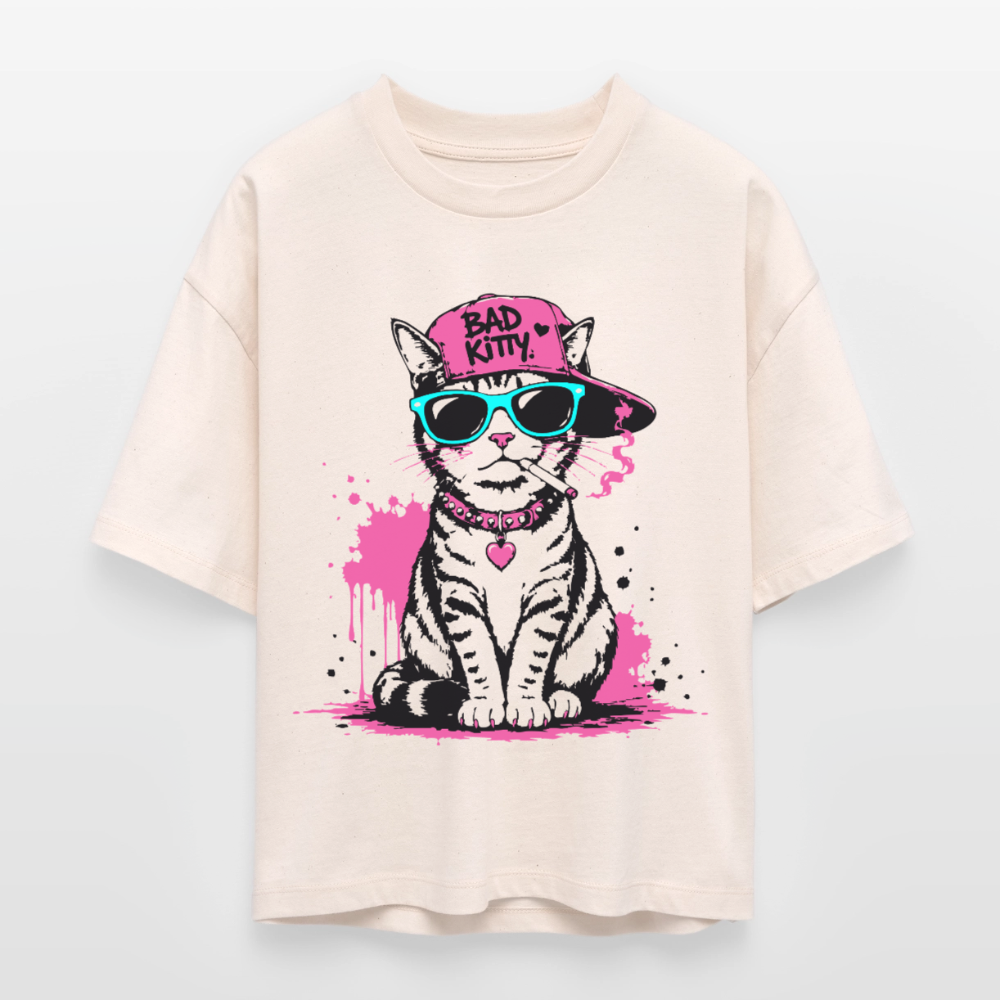 Street Kitty Design – Frauen Boxy Bio-T-Shirt - Natur