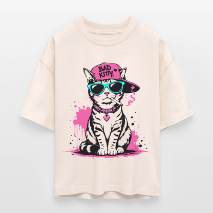Street Kitty Design – Frauen Boxy Bio-T-Shirt - Natur
