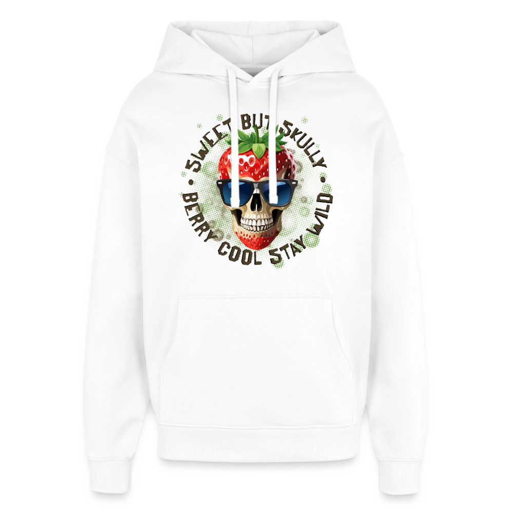 Strawberry Skull Design – Oversized Unisex Hoodie - Weiß