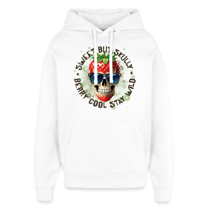 Strawberry Skull Design – Oversized Unisex Hoodie - Weiß