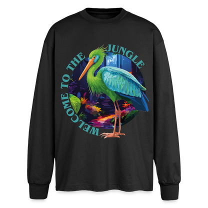 Jungle Design – Oversized Langarmshirt - Schwarz
