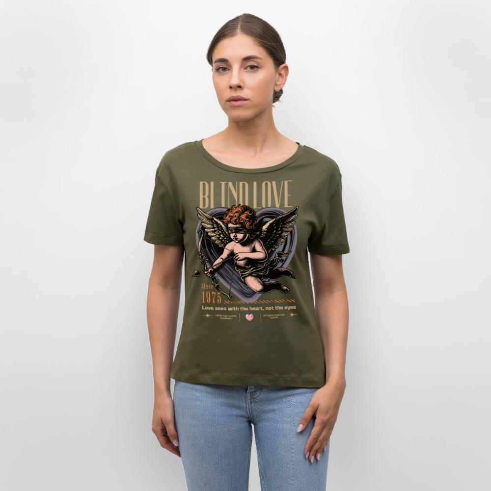 Blind Love Design – Rundhals Frauen Bio-T-Shirt - Khaki