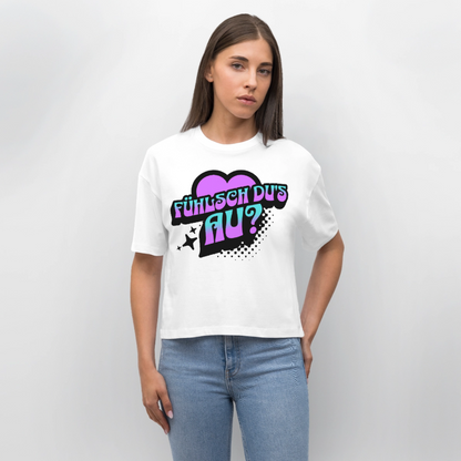 Fühlsch du‘s au Design – Frauen Boxy Bio-T-Shirt - Weiß