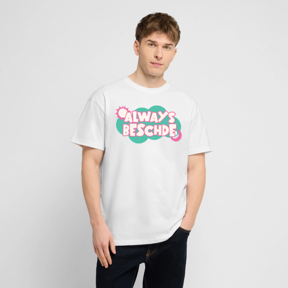 Always Beschde Design – Oversized Unisex Bio T-Shirt Blaster 2.0 - Weiß