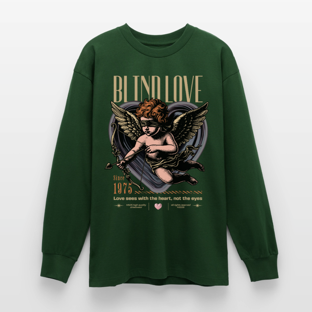 Blind Love Design – Oversized Langarmshirt - Flaschengrün
