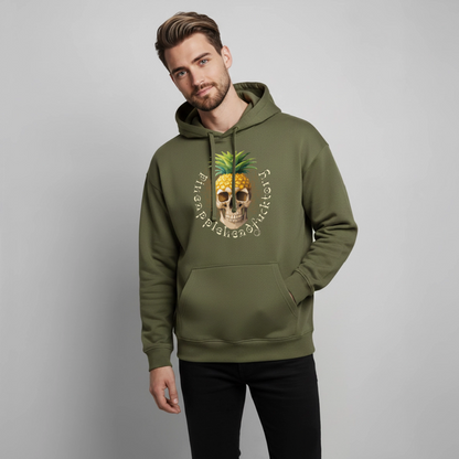 Pineapple Skull Design - Oversized Unisex Hoodie - Khaki