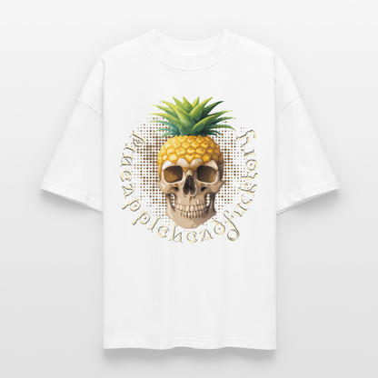 Pineapple Skull Design - Oversized Unisex Bio T-Shirt - Weiß