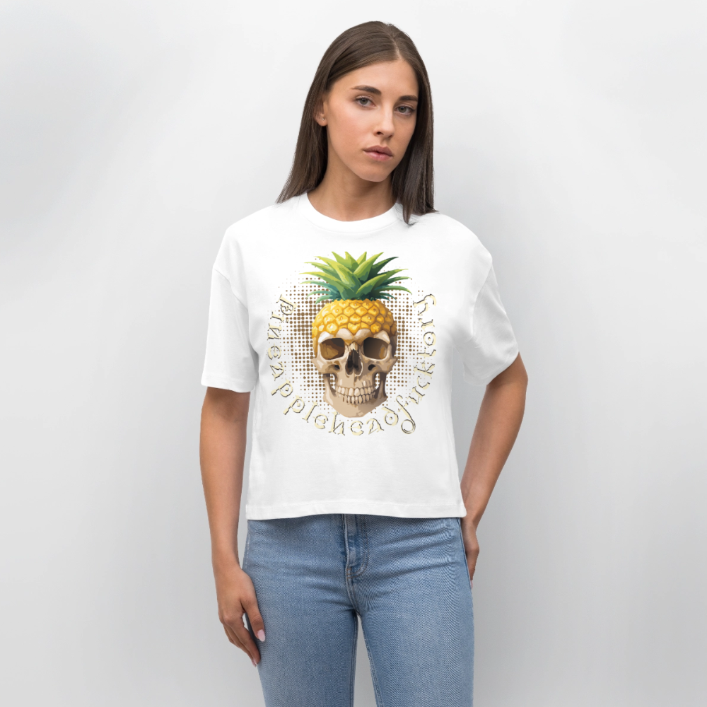 Pineapple Skull Design - Frauen Boxy Bio-T-Shirt - Weiß