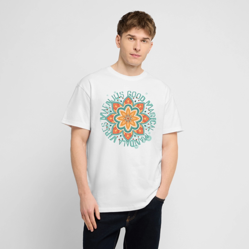 Mandala Türkis Design – Oversized Unisex Bio T-Shirt - Weiß