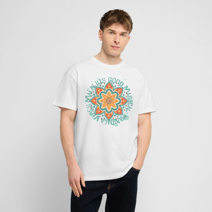 Mandala Türkis Design – Oversized Unisex Bio T-Shirt - Weiß