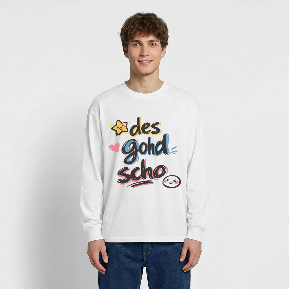 Des gohd scho Design – Oversized Langarmshirt - Weiß