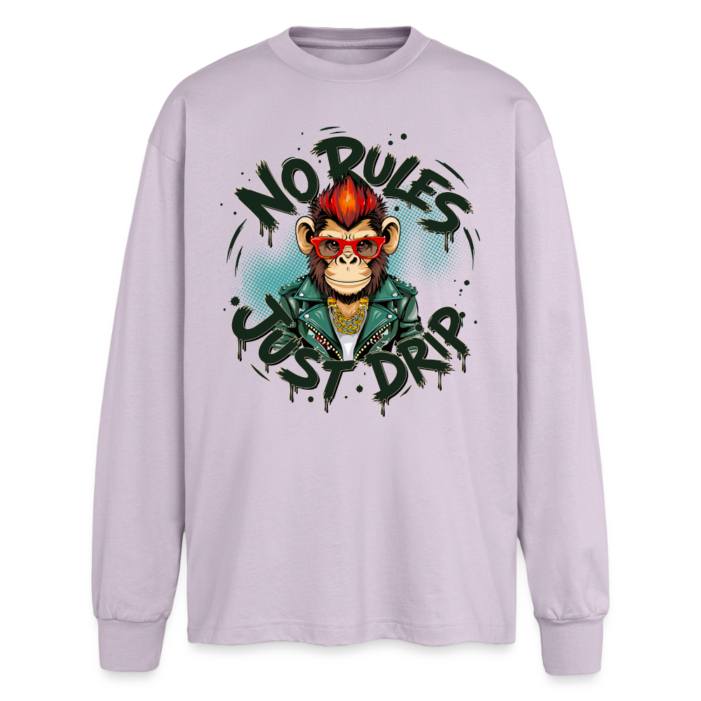 Monkey No Rules Design – Oversized Langarmshirt - verblasstes Lila