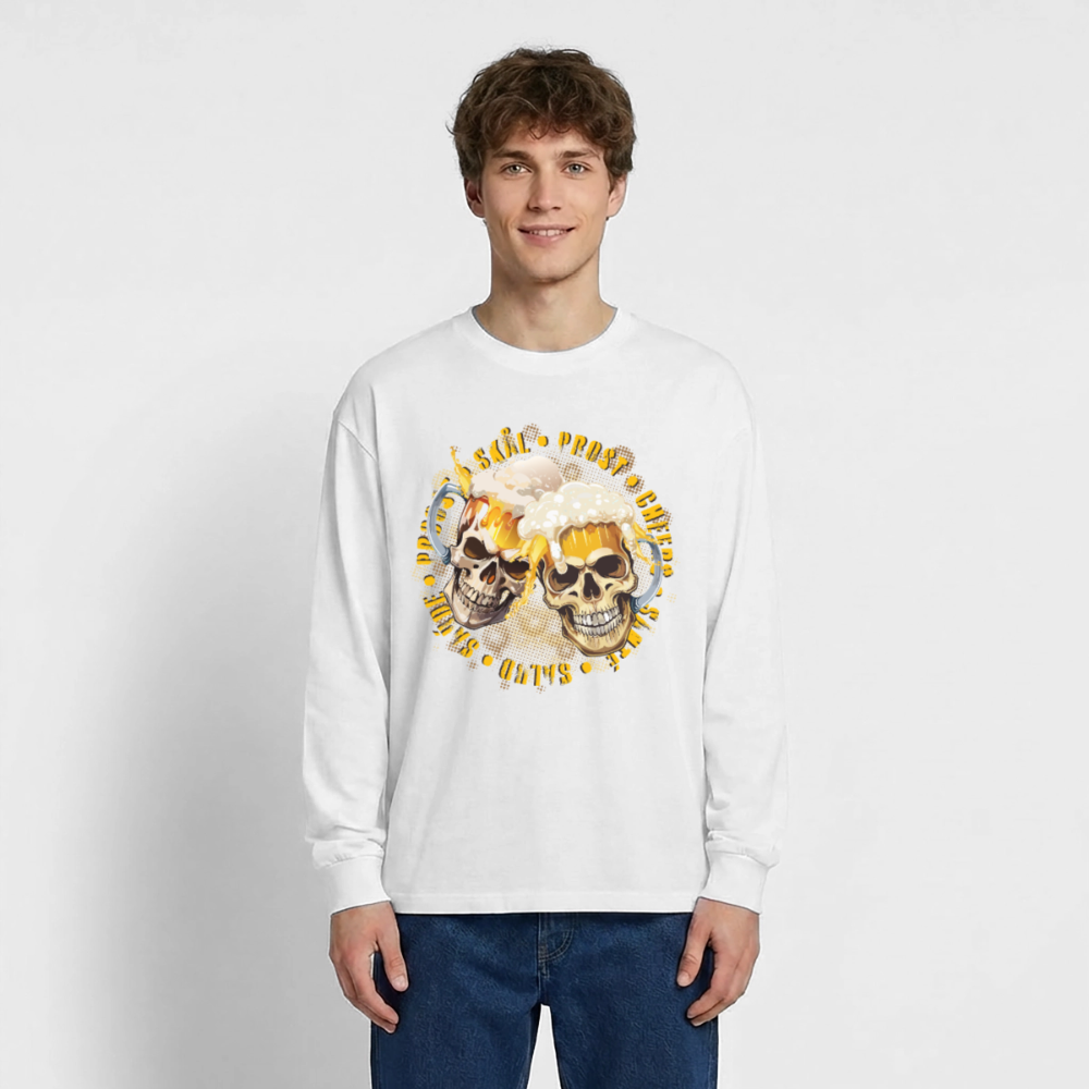 Party Skull Design – Oversized Langarmshirt - Weiß