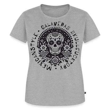 Sugar Skull Black Design - Frauen Premium T-Shirt - Grau meliert
