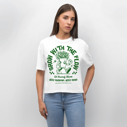 Keep Growing Design – Frauen Boxy Bio-T-Shirt - Weiß