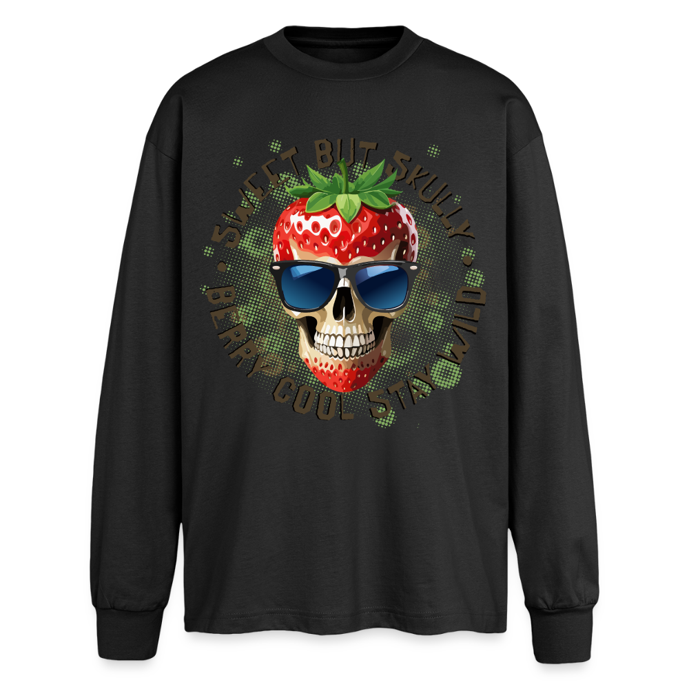 Strawberry Skull Design – Oversized Langarmshirt - Schwarz