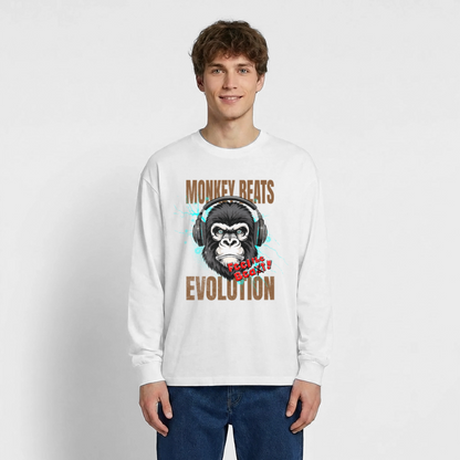 Monkey Beats Design – Oversized Langarmshirt - Weiß