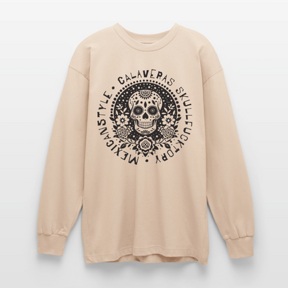 Sugar Skull Black Design - Oversized Langarmshirt - Sand