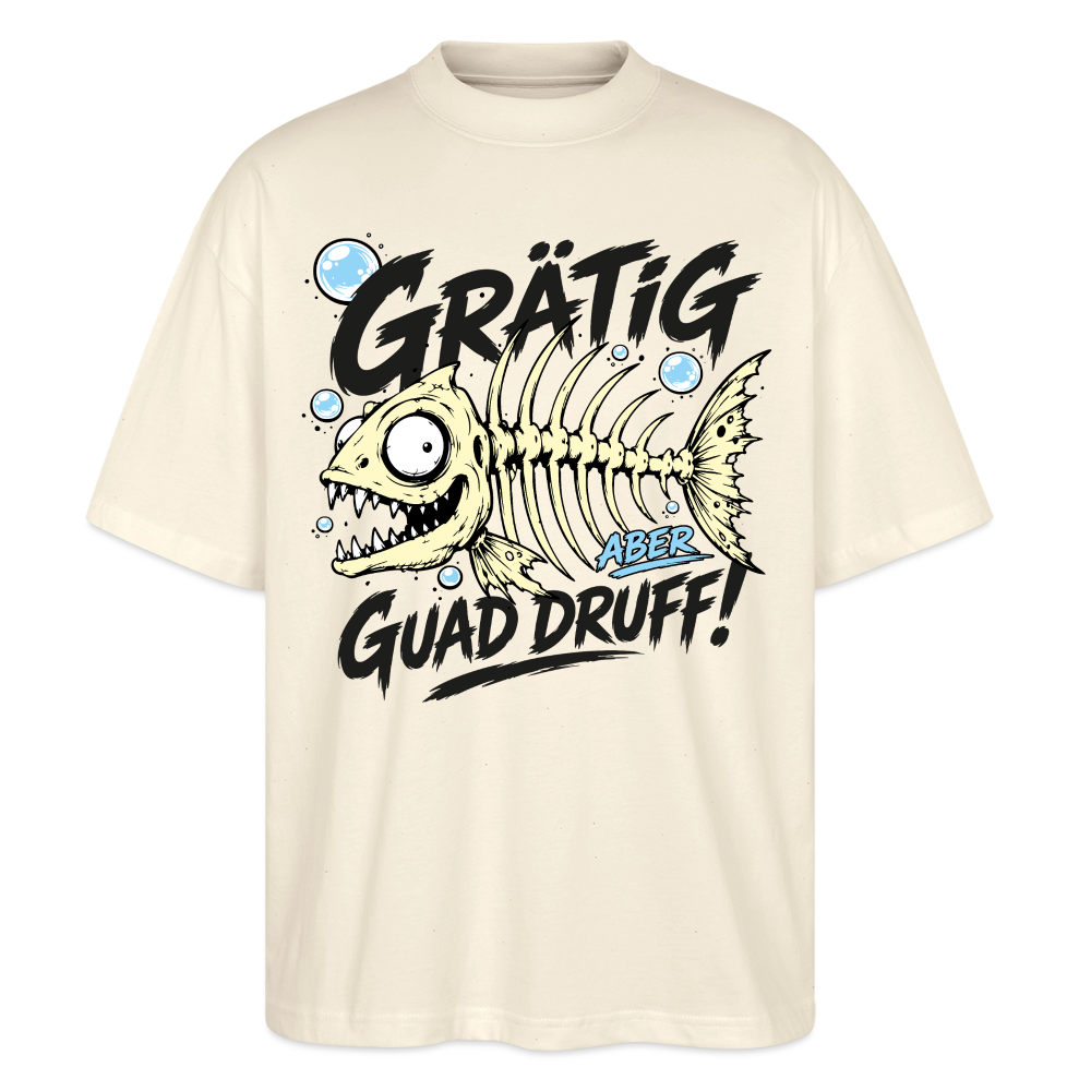 Fischskelett Grätig Design – Oversized Unisex Bio T-Shirt - Natur