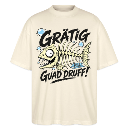 Fischskelett Grätig Design – Oversized Unisex Bio T-Shirt - Natur