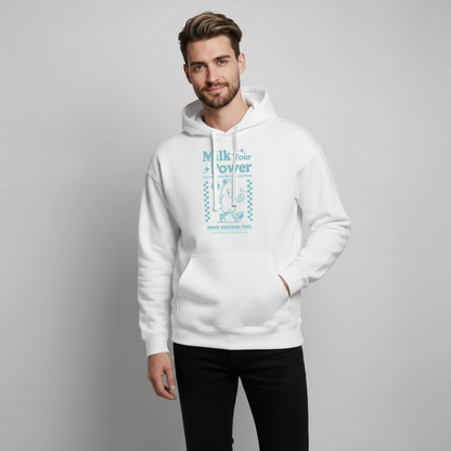 Milk Your Power Design – Oversized Unisex Hoodie - Weiß