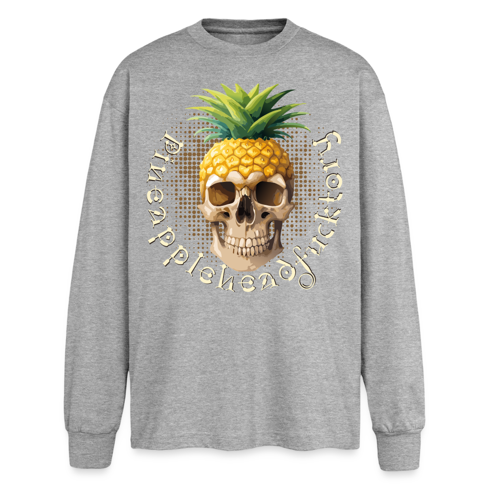 Pineapple Skull Design - Oversized Langarmshirt - Grau meliert