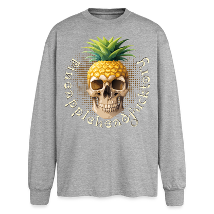 Pineapple Skull Design - Oversized Langarmshirt - Grau meliert