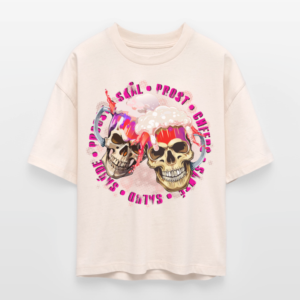Party Skull Design Pink – Frauen Boxy Bio-T-Shirt - Natur