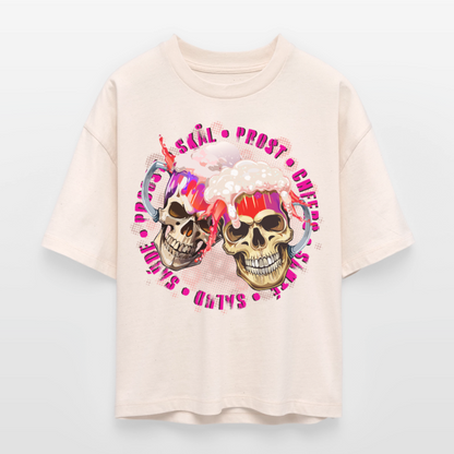 Party Skull Design Pink – Frauen Boxy Bio-T-Shirt - Natur
