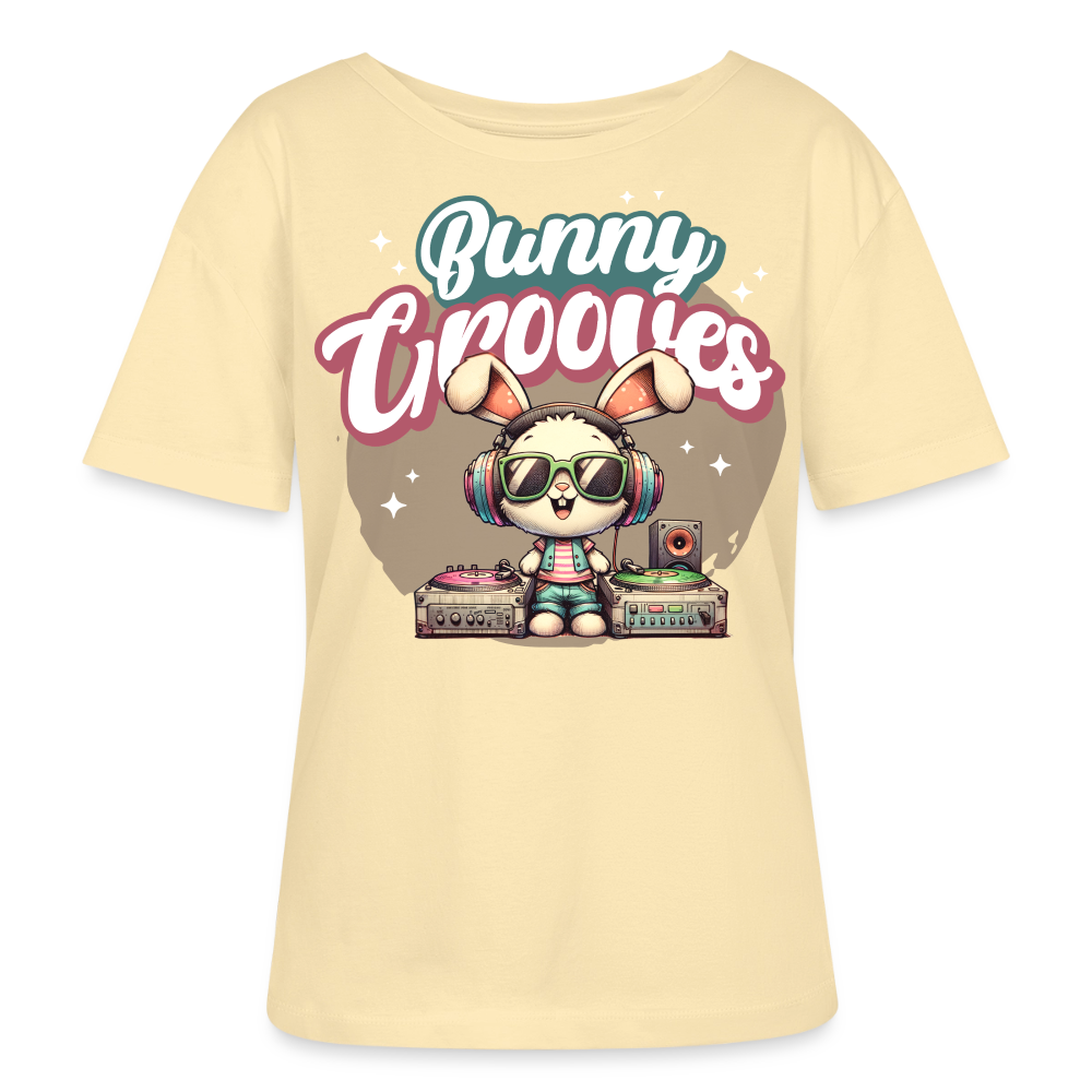 Bunny Grooves Design – Rundhals Frauen Bio-T-Shirt - Creme