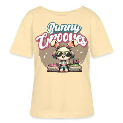 Bunny Grooves Design – Rundhals Frauen Bio-T-Shirt - Creme