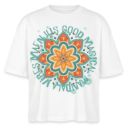 Mandala Türkis Design – Frauen Boxy Bio-T-Shirt - Weiß