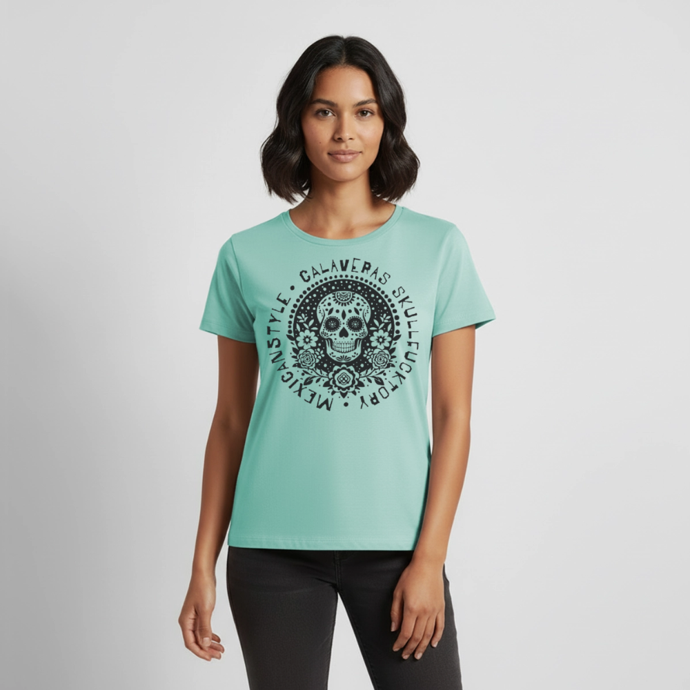 Sugar Skull Black Design - Frauen Premium T-Shirt - Mint 