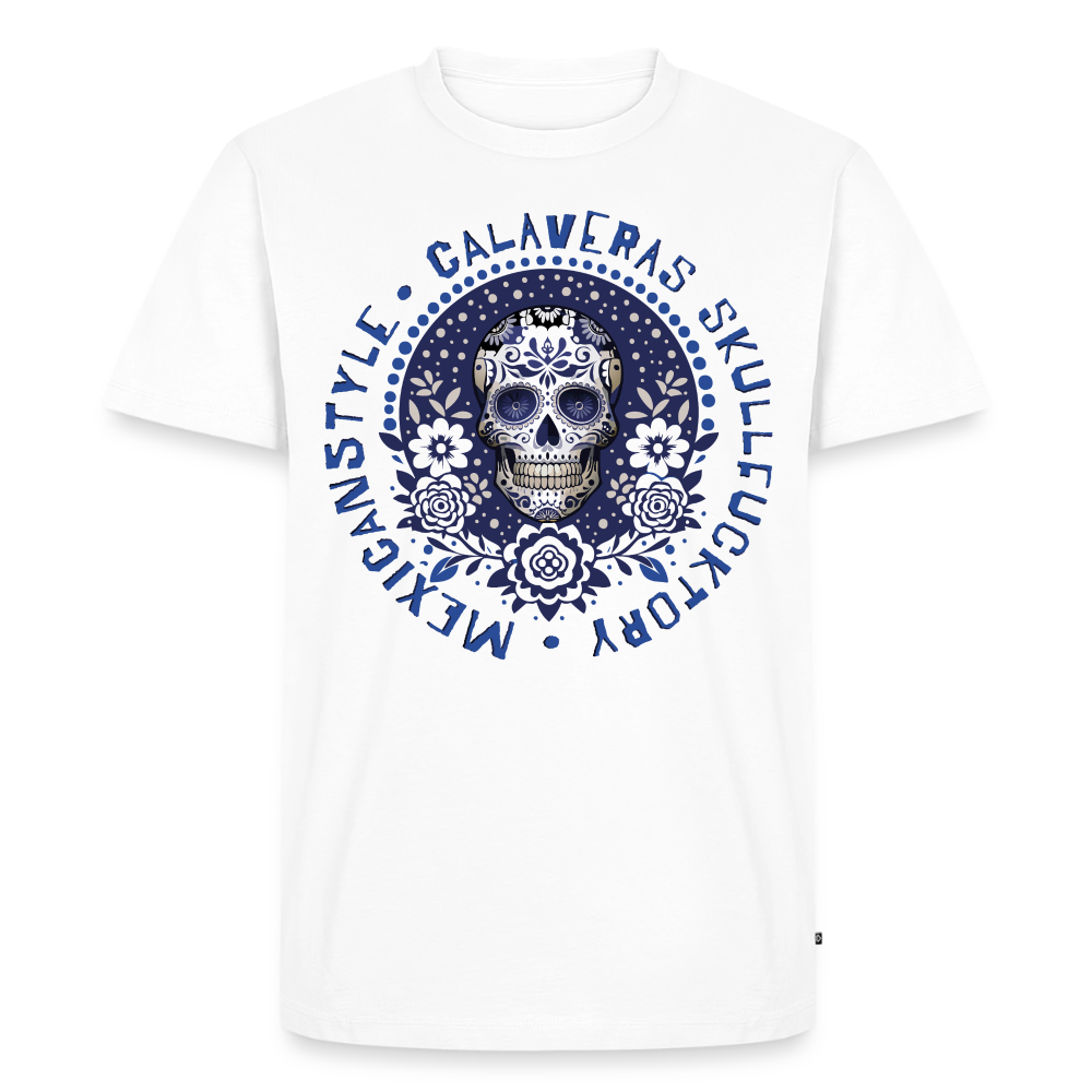 Sugar Skull Blau Design – Männer Premium T-Shirt - Weiß
