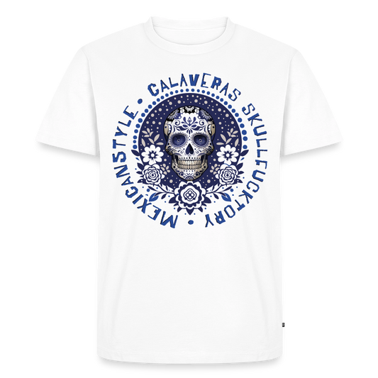 Sugar Skull Blau Design – Männer Premium T-Shirt - Weiß
