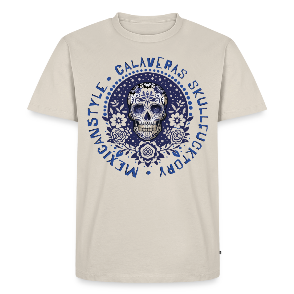 Sugar Skull Blau Design – Männer Premium T-Shirt - Beige